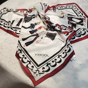 Vintage Fashion Scarf, JOCKEY "Person To Person" Multicolor Sketches Scarf-